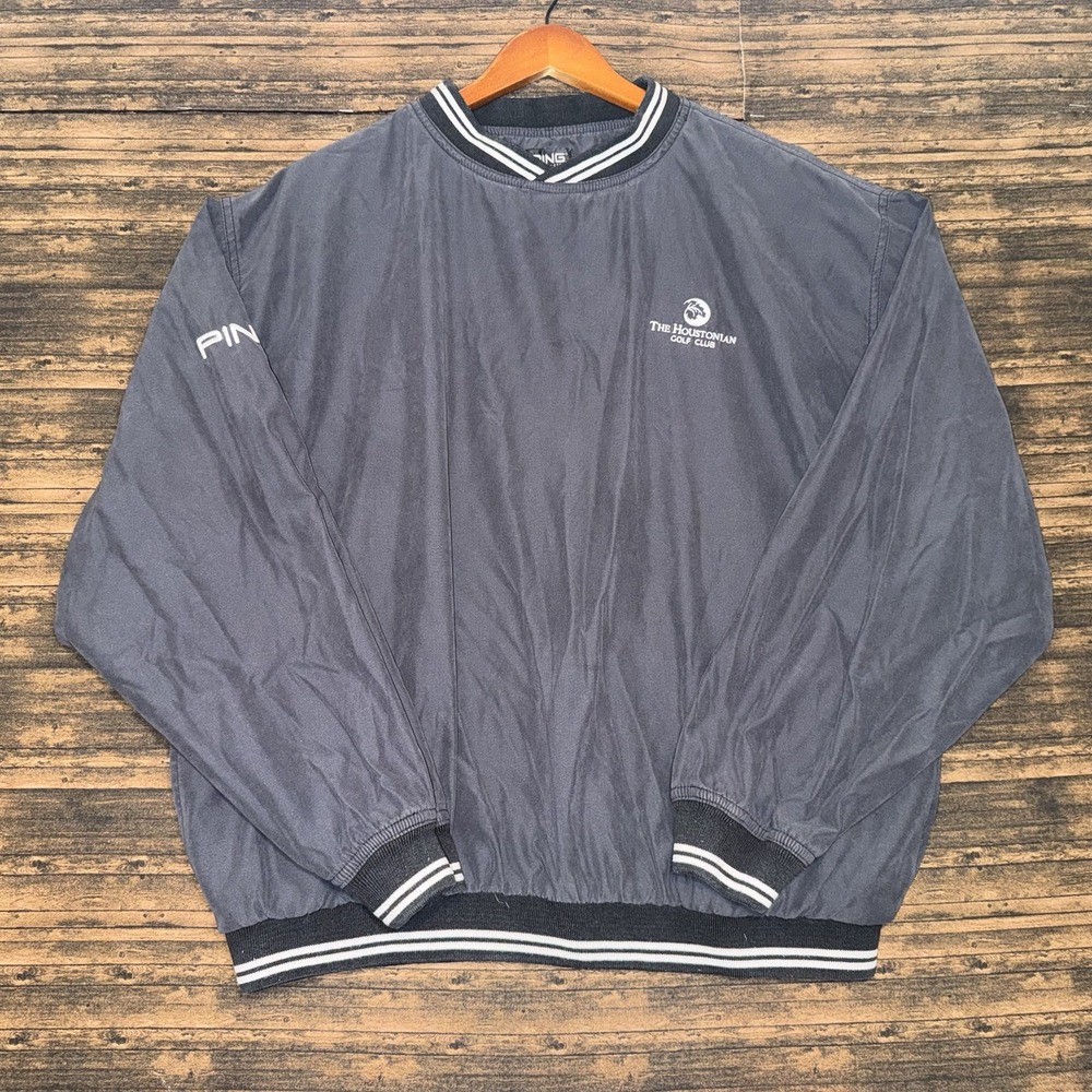 Ping Collection Black Pullover Golf Windbreaker Houstonian Golf Club Size L